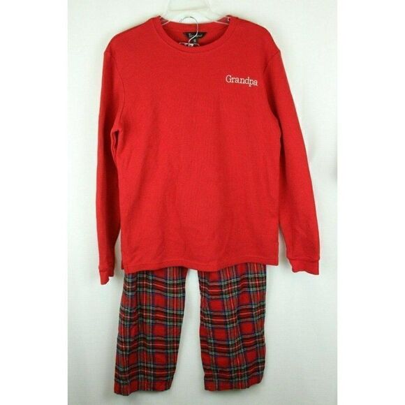 Pajamagram Pajamas Mens Small Grandpa Red Plaid Thermal - Picture 1 of 9